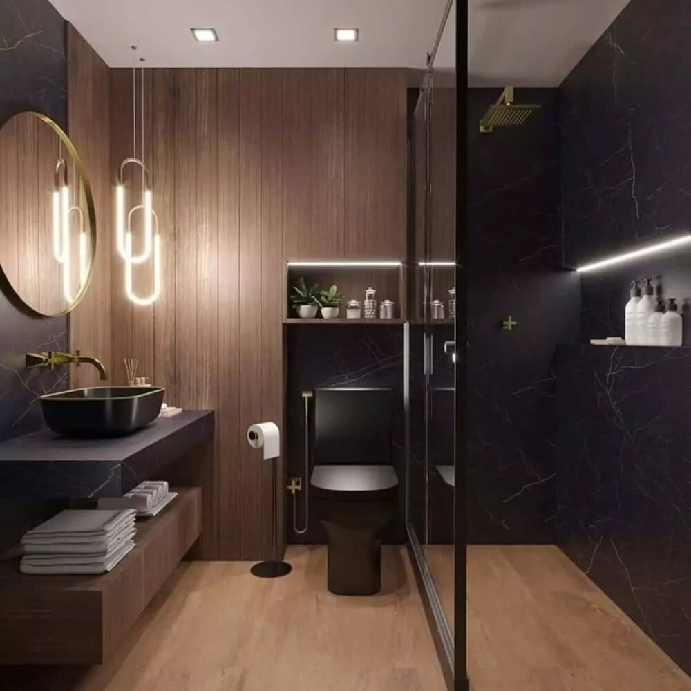 banheiro preto estiloso